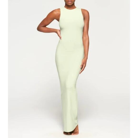 SKIMS Dresses & Skirts - Skims Light Green Ribbed Jersey Maxi Dress